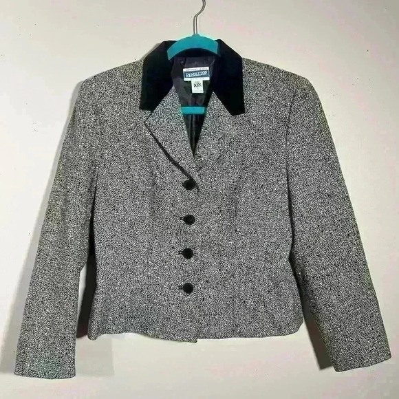 Vintage Pendleton Blazer Women’s Size 8 Tweed Wool Velvet Collar Vtg 90s 80s USA - Picture 1 of 6